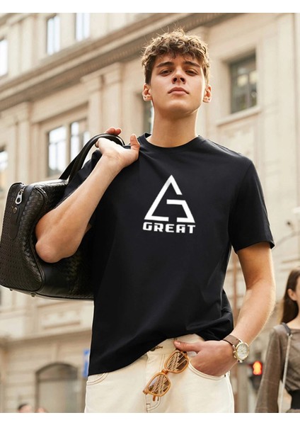 Great Baskılı Oversize Tshirt