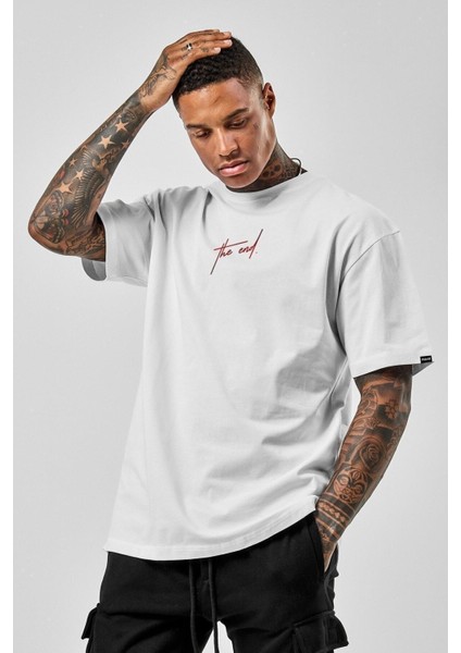Oversize The End Baskılı Beyaz Tshirt fiyatları