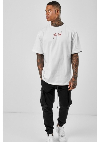 Oversize The End Baskılı Beyaz Tshirt fırsatları