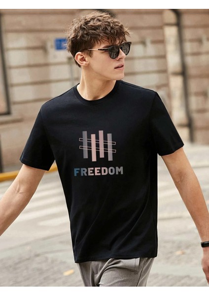 Freedom Baskılı Oversize Tshirt