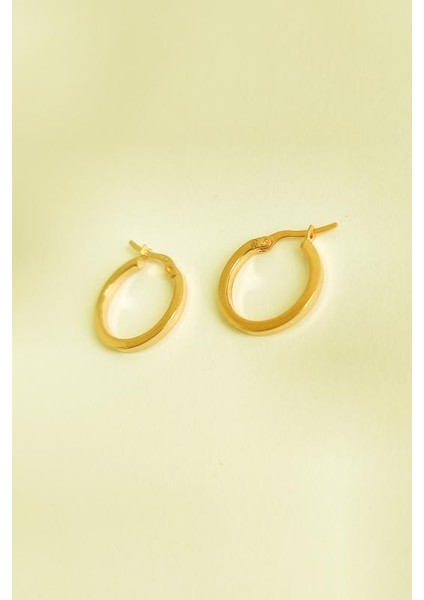 Düz Köşeli Halka Şarnel Gümüş Küpe