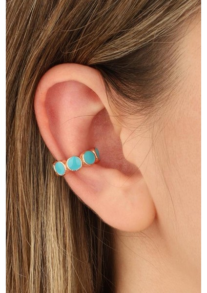 Turkuaz Mineli Gümüş Kıkırdak Küpe modelleri