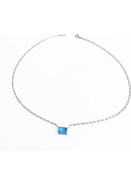 Renkli Taşlı Gümüş Zincir Kolye modelleri