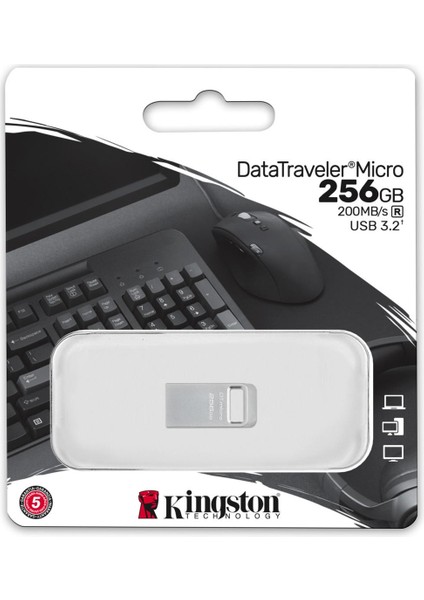 256GB Datatraveler Micro DTMC3G2/256GB 200MB/S Metal USB 3.2 Gen 1 USB Flash Bellek