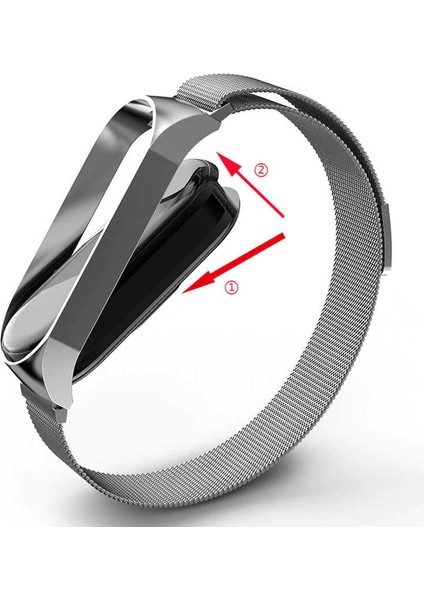 Xiaomi Mi Band 7 Uyumlu Kordon Metal Manyetik Hasır Örgülü Çelik Mıknatıslı Kayış