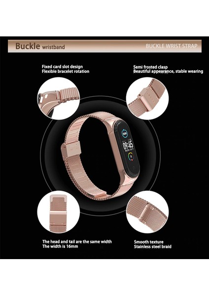 Xiaomi Mi Band 7 Uyumlu Kordon Metal Hasır Çelik Örgülü Klipsi Kayış Ayarlanır Rose Gold fiyatları
