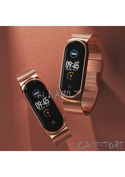 Xiaomi Mi Band 7 Uyumlu Kordon Metal Hasır Çelik Örgülü Klipsi Kayış Ayarlanır Rose Gold indirimleri