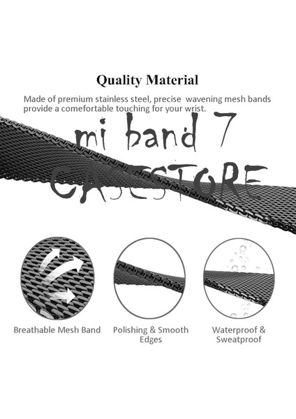 Xiaomi Mi Band 7 Uyumlu Kordon Metal Hasır Çelik Örgülü Klipsi Kayış Ayarlanır Siyah fırsatları