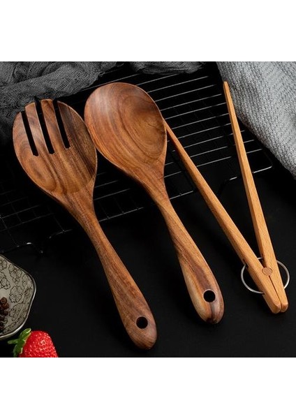3 Adet Salata Sunucusu Ahşap Salata Maşaları Servis Kaşık Seti (Yurt Dışından)