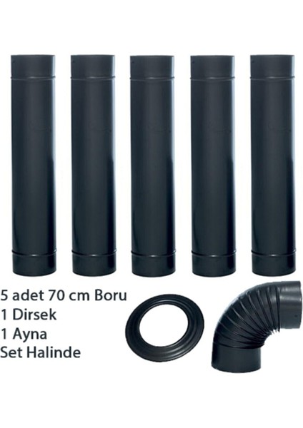 0,40 cm Saç Mat Siyah Emaye Soba (13 cm Ø ) Borusu 6 Lı Set (Ayna Hediyeli) Tekarasta fiyatları