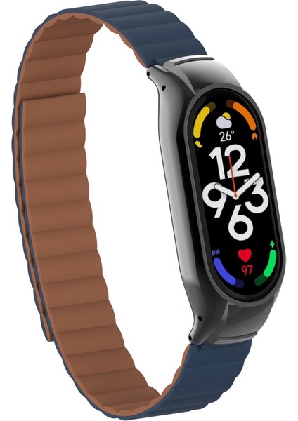 Xiaomi Mi Band 7 Kordon Manyetik Loop Deri Mıknatıslı Kayış Renkli Bileklik