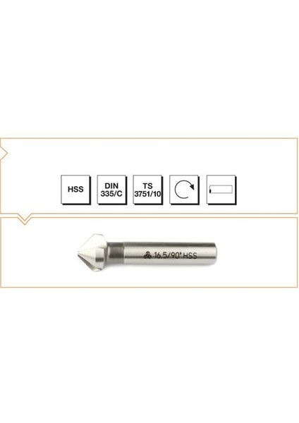 Makina Takım B00313121240 Hss Dın 335/C Havşa Freze 12.4 Mm-90º, 1 Adet