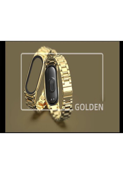 Xiaomi Mi Band 7 Uyumlu Kordon Kayış Klasik Metal Baklalı Ayarlanır Gold Kordon