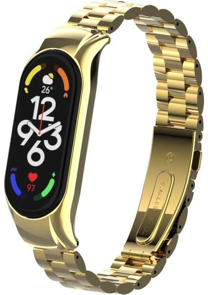 Xiaomi Mi Band 7 Uyumlu Kordon Kayış Klasik Metal Baklalı Ayarlanır Gold Kordon modelleri