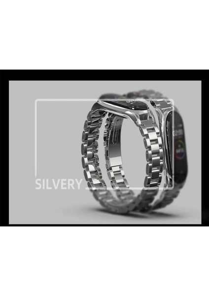 Xiaomi Mi Band 7 Uyumlu Kordon Kayış Klasik Metal Baklalı Ayarlanır Siyah Kordon