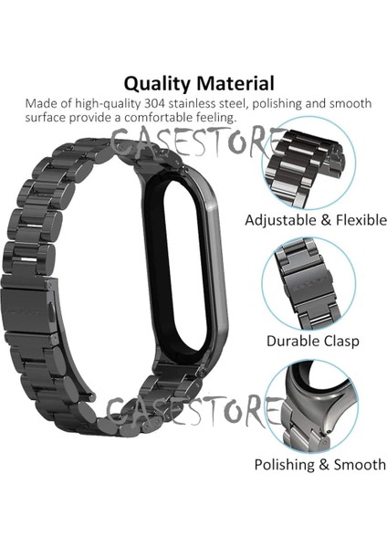 Xiaomi Mi Band 7 Uyumlu Kordon Kayış Klasik Metal Baklalı Ayarlanır Siyah Kordon fırsatları