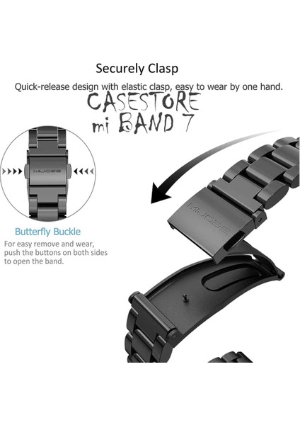 Xiaomi Mi Band 7 Uyumlu Kordon Kayış Klasik Metal Baklalı Ayarlanır Siyah Kordon indirimleri