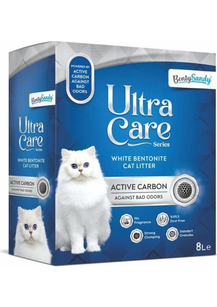 Ultra Care Series Aktif Karbonlu Topaklanan İnce Taneli Kedi Kumu 8l