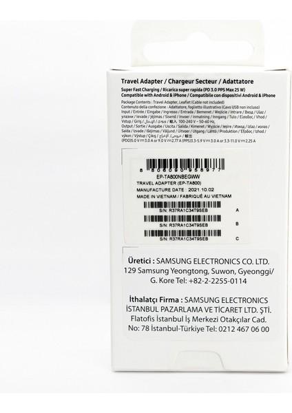Galaxy S20 Fe 5g Type-C Fast Şarj Adaptörü 25W Siyah