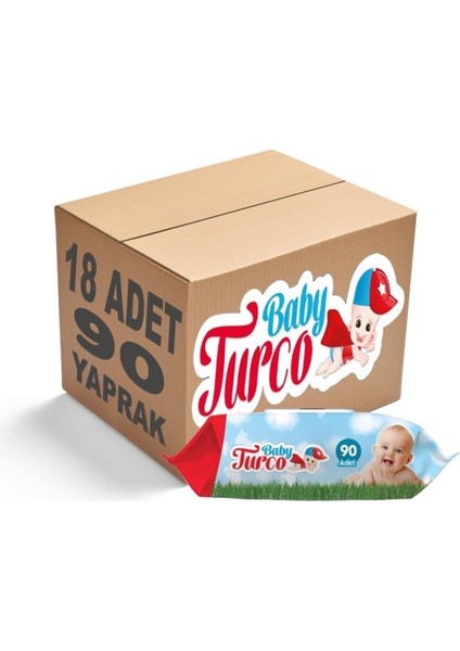 Islak Havlu Mendil Klasik 90 Yaprak 18’li Set Plastik Kapaklı 1620 Yaprak