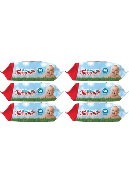 Islak Havlu Mendil Klasik 90 Yaprak 6’lı Set Plastik Kapaklı 540 Yaprak