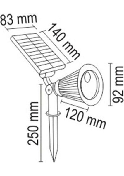 AYT Çözüm 7 W Güneş Enerjili Solar Bahçe Çim Aydınlatması