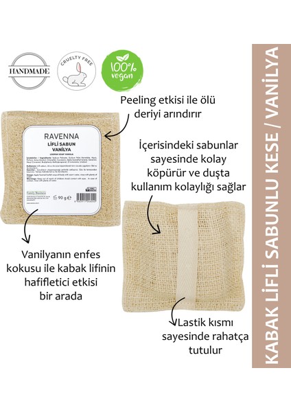 Doğal Kabak Lifli Sabunlu Kese Vanilya Kokusuyla 100 Gram Peeling Etkisi fiyatları
