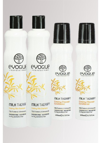 Milk Therapy Sülfatsız Şampuan 2 Adet 400 ml + Milk Therapy Bakım Köpüğü 2 Adet 200 ml