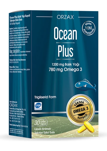 Ocean Plus 1200 Mg Limon Aromalı 30 Softjel Kapsül