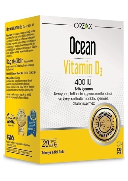 Ocean Vitamin D3 400 Iu Sprey