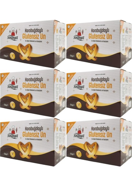 Glutensiz Un 30 kg (30000 Gr) Kutu Karabuğdaylı (6 Paket x 5 Kg)