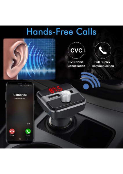 Bluetooth LCD Araç Kiti Fm Verici Çift Çift USB Araç Şarjı Dc 5V 3.1A