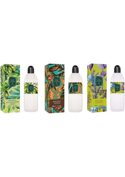 Kolonya Ayvalık Zeytin Çiçeği, Tütün ve Lavanta Pet Şişe 400 ml