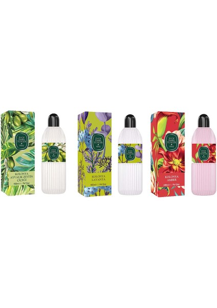 Kolonya Ayvalık Zeytin Çiçeği, Lavanta ve Amber Pet Şişe 400 ml