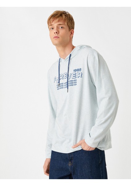 Baskılı Kapşonlu Sweatshirt