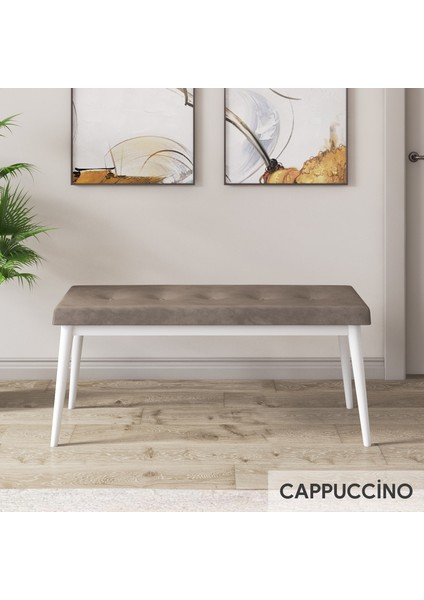 Concept Roy Serisi 80 x 132 cm Açılabilir Mdf Masa Beyaz Mutfak Masa Takımı 4 Sandalye 1 Bench