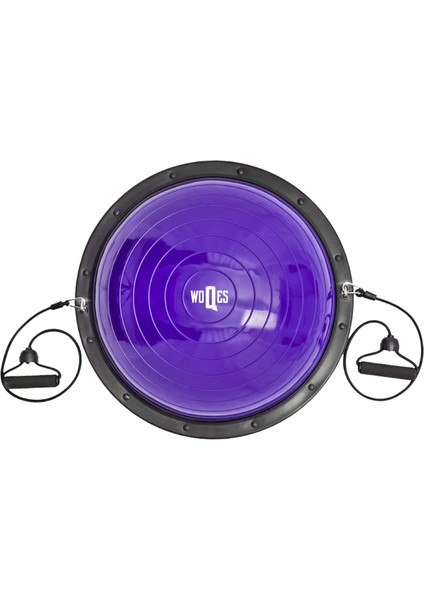 Bosu Ball Yarı Pilates Topu Sıkılaştırma Denge Aleti 60 cm Direnc Lastikli Pompa Hediyeli Mor