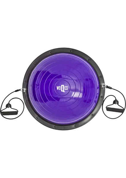 WOQES Bosu Ball Yarı Pilates Topu Sıkılaştırma Denge Aleti 60 cm Direnc Lastikli Pompa Hediyeli Mor