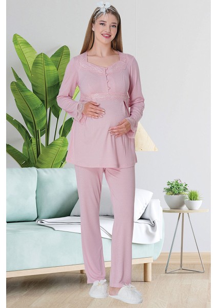 Mecit Pijama Mecit 5711 Pembe Hamile Lohusa Pijama Takımı