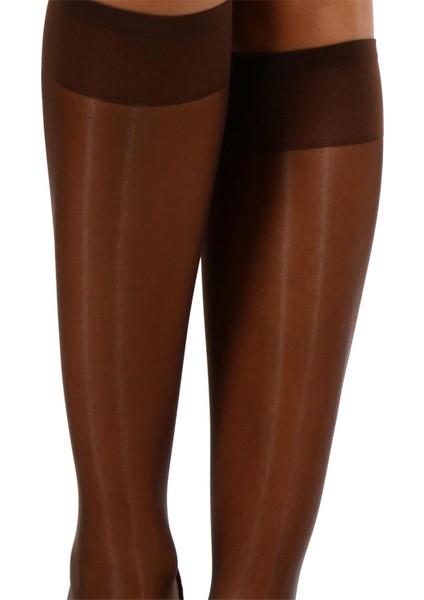 Likralı Parlak Tekli Dizaltı Çorap