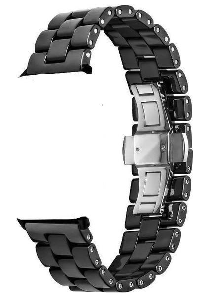 Apple Watch 38 mm Için Zincir Model Seramik Metal Kayış-Kordon
