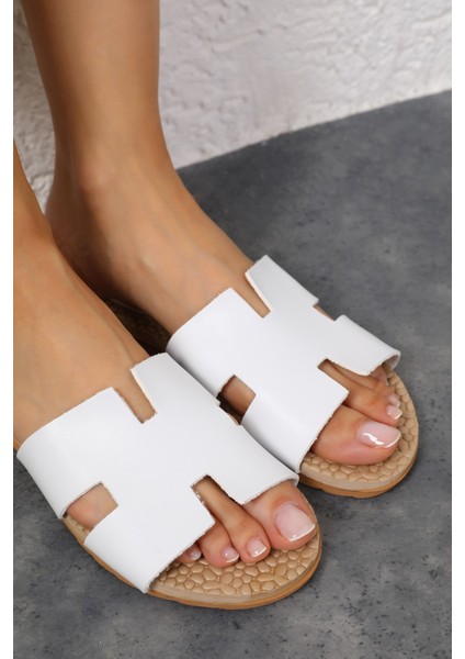 Shoes Kadın Herm Beyaz Rahat Terlik