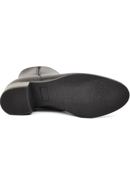 8091 Siyah Hakiki Deri Kadın Topuklu Bot indirimleri