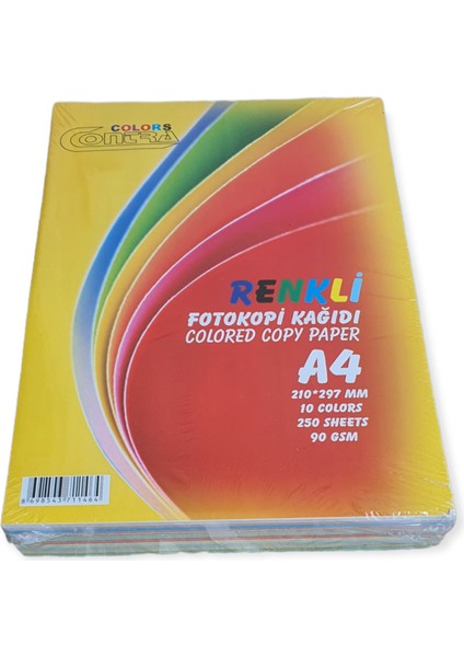 A4 Renkli Fotokopi Kağıdı 90 gr 250'li Paket