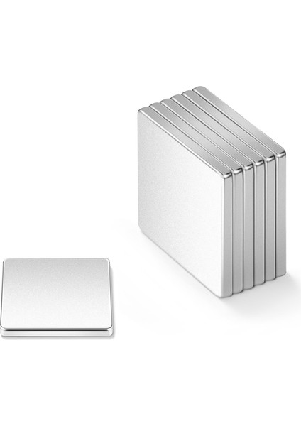 Kare Neodyum Mıknatıs - N35 Kalite - Nikel Kaplı Güçlendirilmiş - 10x10x1 mm (20'li Paket)