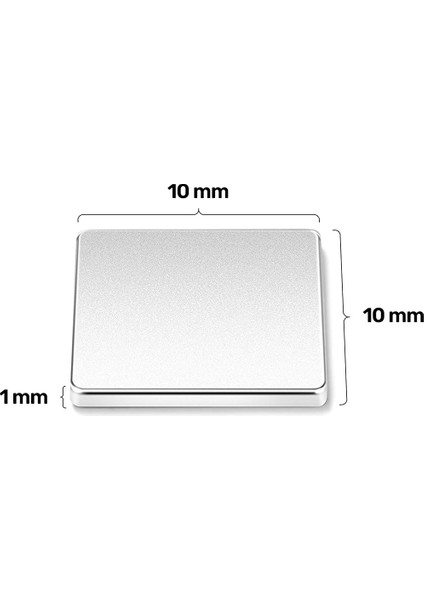 Kare Neodyum Mıknatıs - N35 Kalite - Nikel Kaplı Güçlendirilmiş - 10x10x1 mm (20'li Paket)