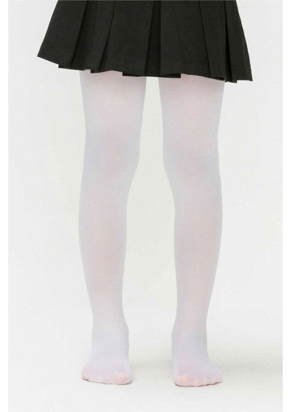 Çocuk Pretty Micro 40 Den Düz Külotlu Çorap Beyaz