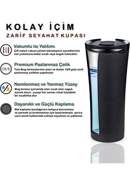 Ergonomik Çift Katman Sızdırmaz 304 Paslanmaz Çelik 500ML Kırmızı Termos Bardak