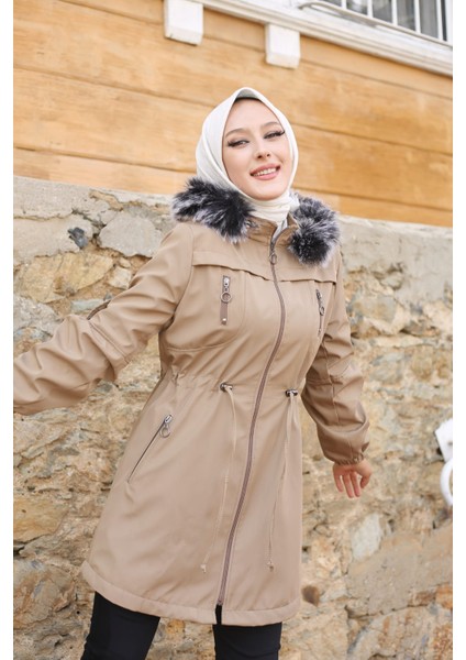 Bej Içi Kürklü ve Su Geçirmez Kadın Kışlık Mont & Kaban fiyatları