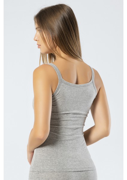 914 Gri Kadın Likralı Pamuklu Askılı Atlet modelleri